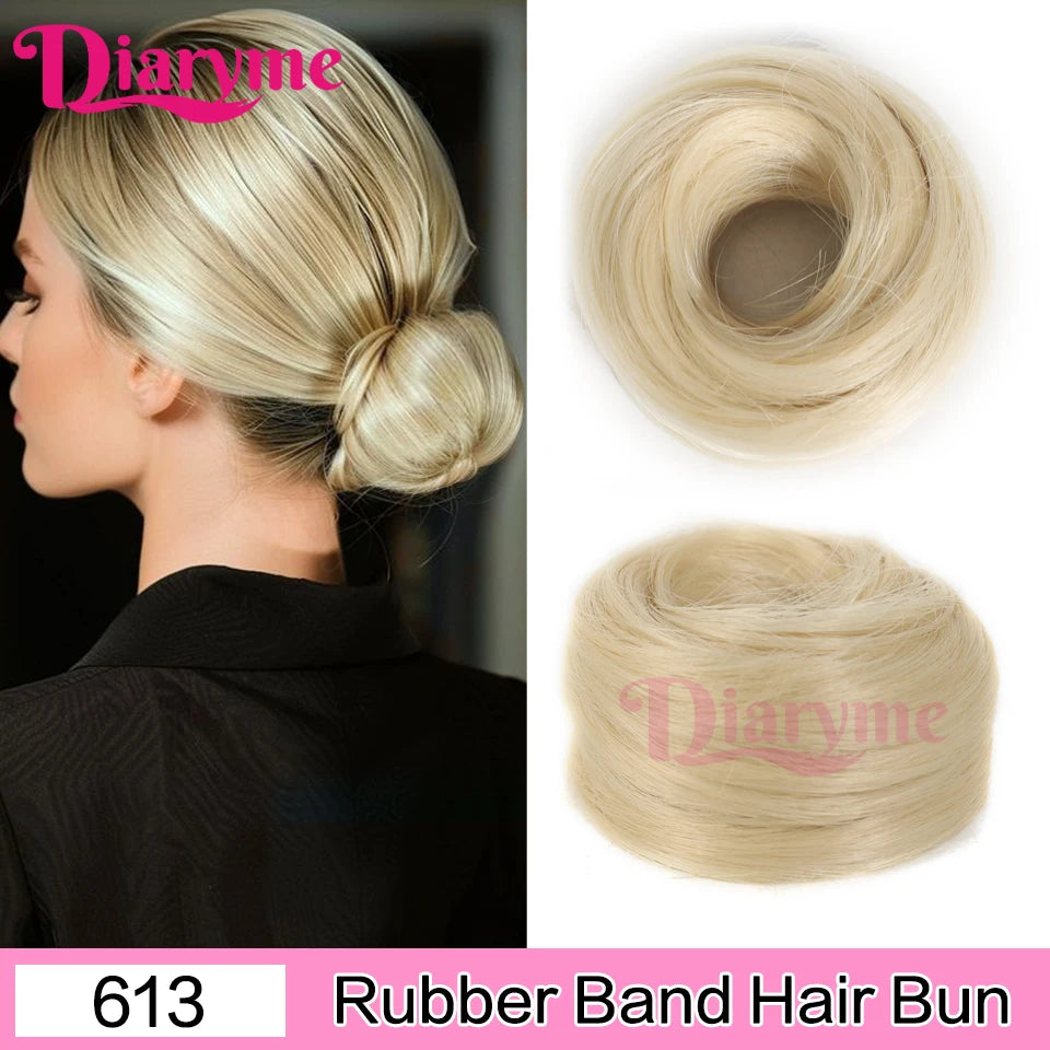 Synthetic Hair Bun Woman Straight Updo hair tie Elastic Rubber Band Chignon Hairpiece Extensions Hair Bands Natural Hairpiece