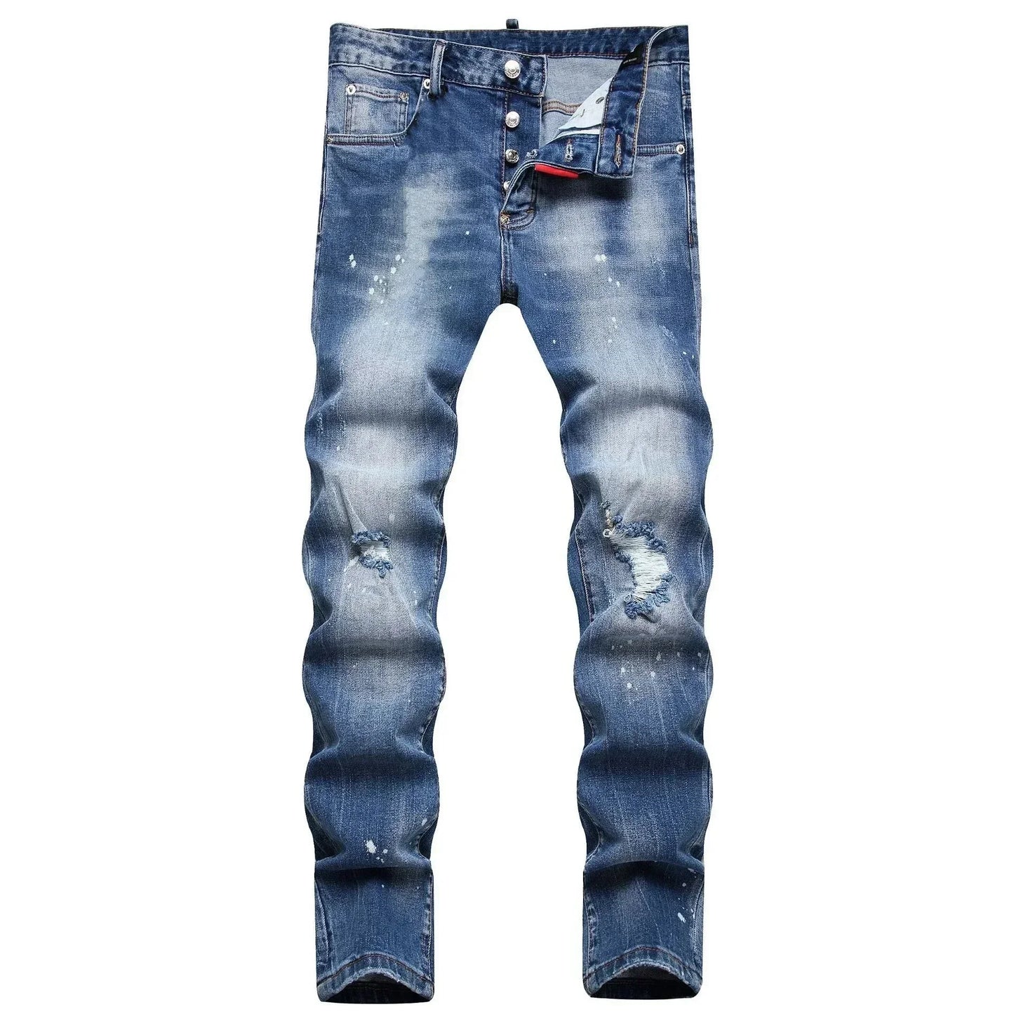 Skinny Jeans Luxury Brand Light Blue Holes Long Trousers Quality  Fashion Stretch Slim Pants Ripped Jeans