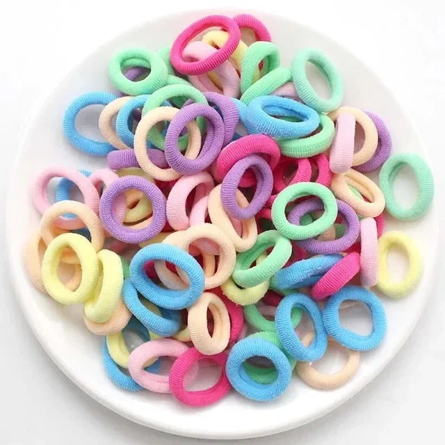 200PCS Women Colorful Nylon Elastic Hair Bands Ponytail Hold Small Hair Tie Rubber Bands Scrunchie Hair Accessories