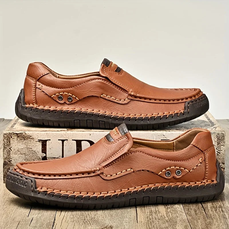 Men's Solid Color Loafers, Soft Bottom And Surface, Casual Breathable Versatile Dad Shoes, Slip-On Big Size Loafers For Men