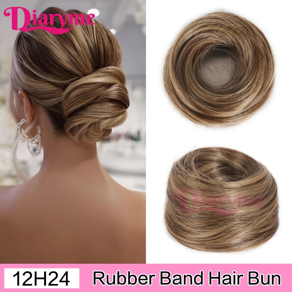 Synthetic Hair Bun Woman Straight Updo hair tie Elastic Rubber Band Chignon Hairpiece Extensions Hair Bands Natural Hairpiece