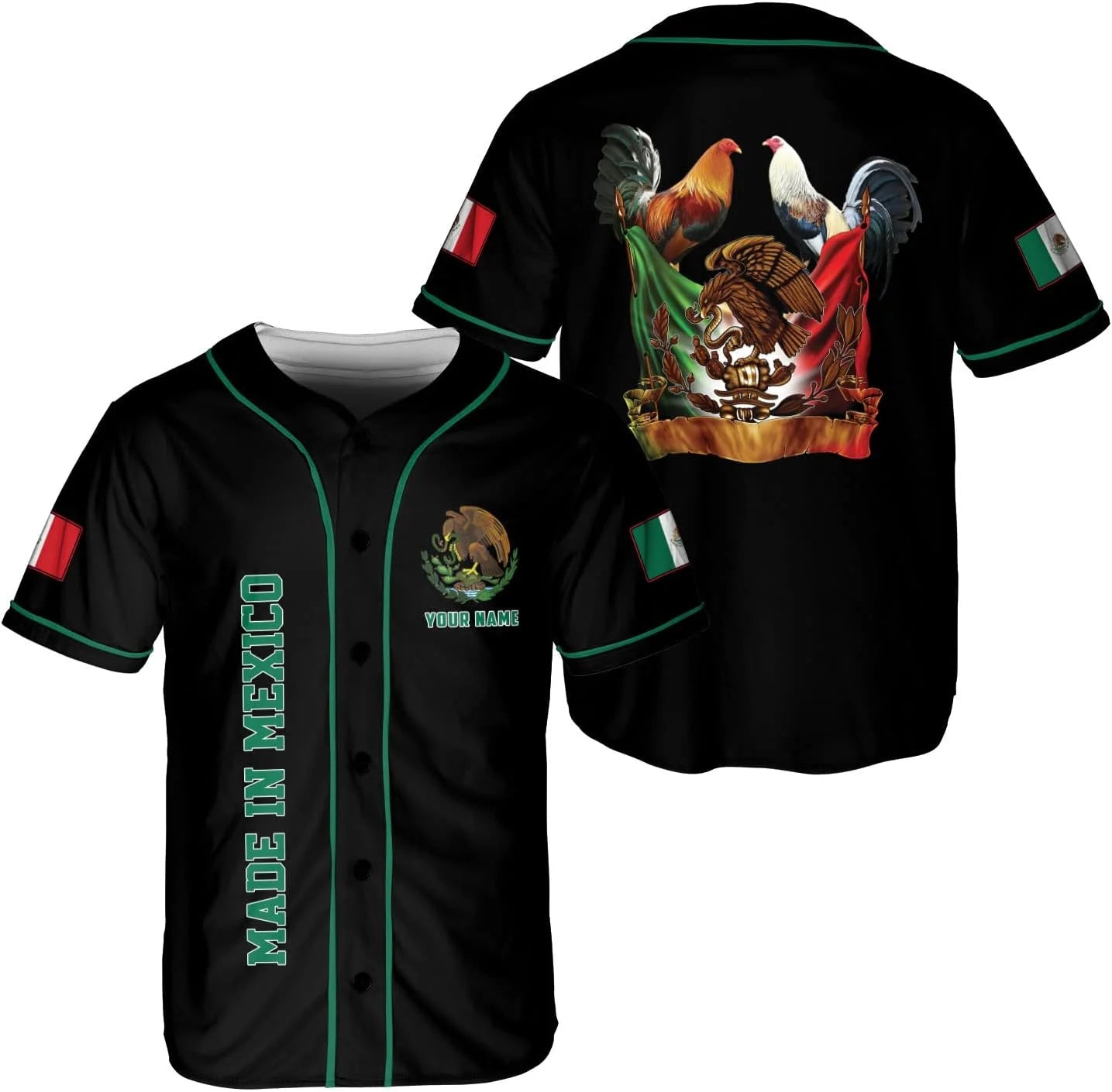 Mexico Flag Badge Baseball Jersey Men's Women's Short Sleeve Jersey Men's Oversize Streetwear Short Sleeve Sports