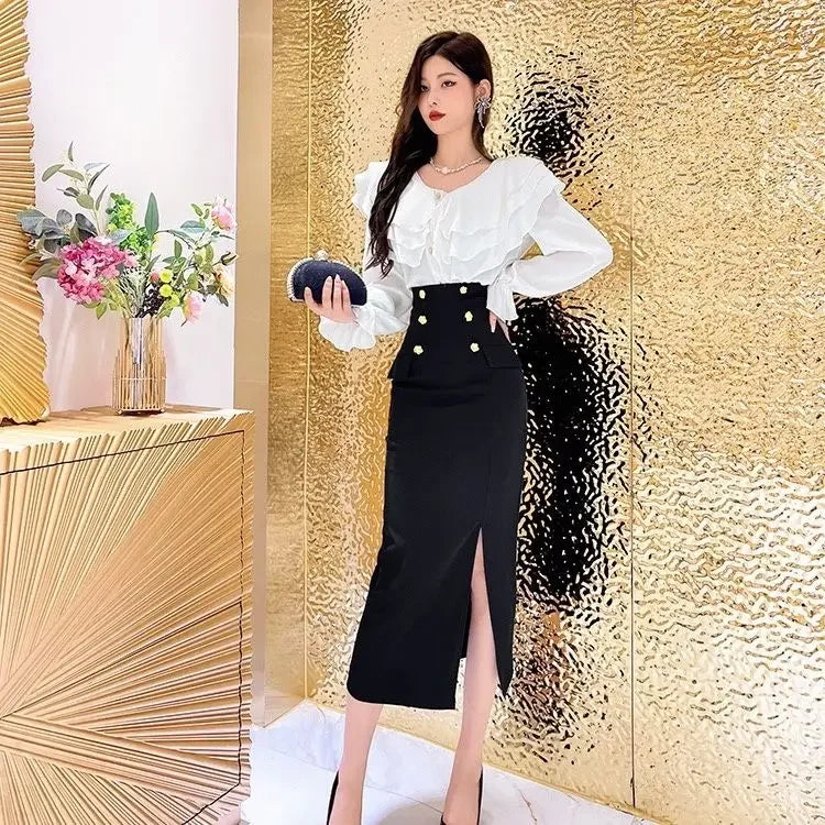 Satin  Trumpet  High Waist  Long Skirt