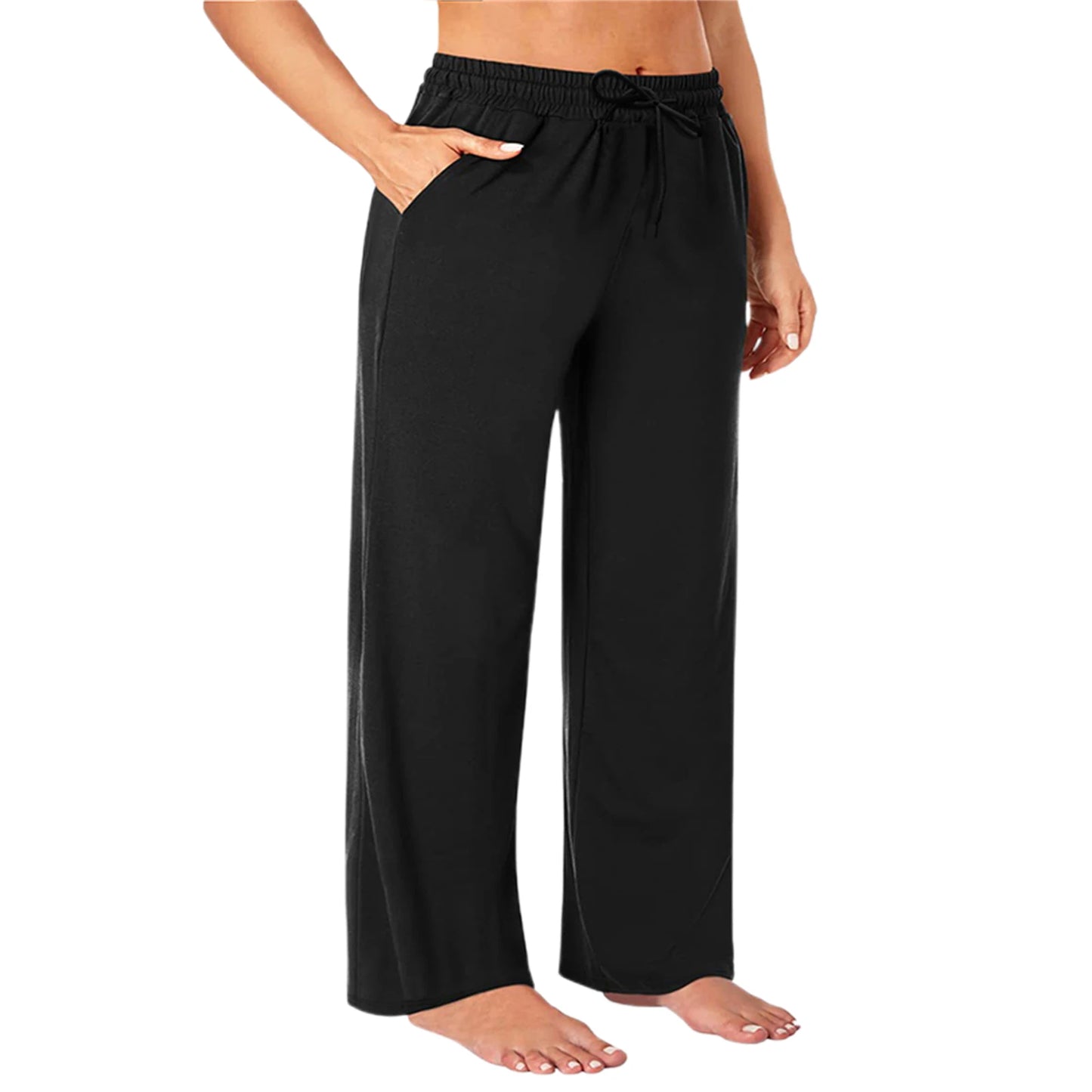 Women s Casual Loose Fit Wide Leg Pants with Elastic Waistband and Pockets