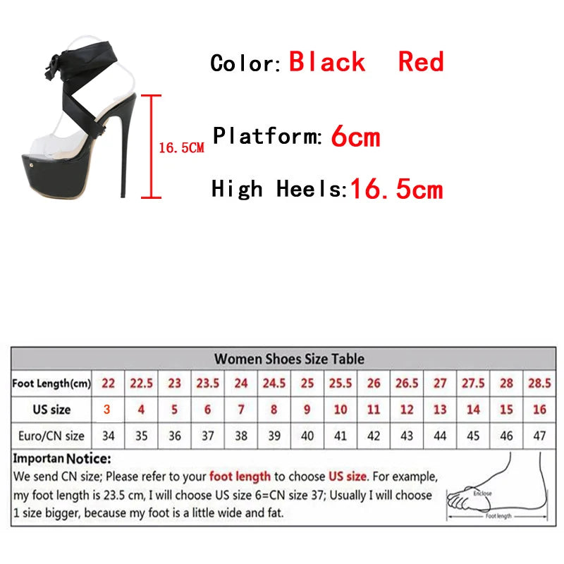 Knee High Lace-Up Platform Sandals Women 16.5 CM Transparent Shoes Stiletto Peep Toe Nightclub Heels