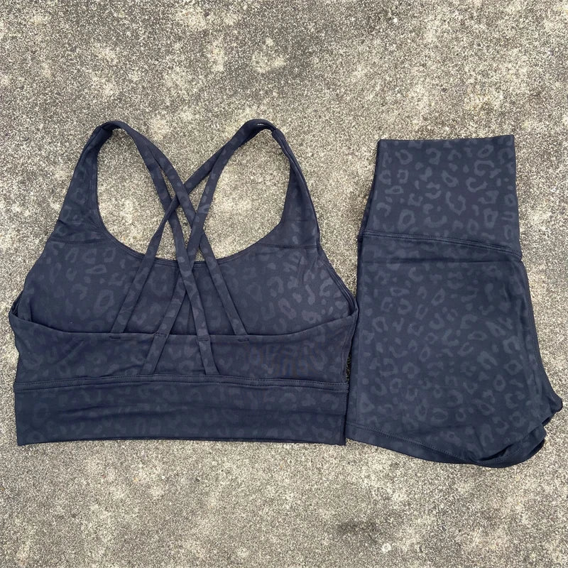 Yoga Clothes 2 Piece Gym Sports Shorts Set Women Cross Back Bra Top High Waist Shorts Fitness Suit Running Workout Tracksuit