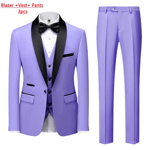 Men's Casual Business Have Smoking Suit High End Brand Boutique Fashion Blazer Vest Pants Groom Wedding Dress Party Suit