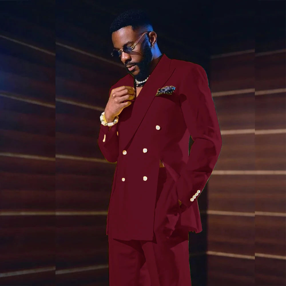 Fashion Men's Suits Special Style Double Breasted Peaked Lapel Luxury Blazer 2 Piece Jacket Pants Chic Blazer Customized