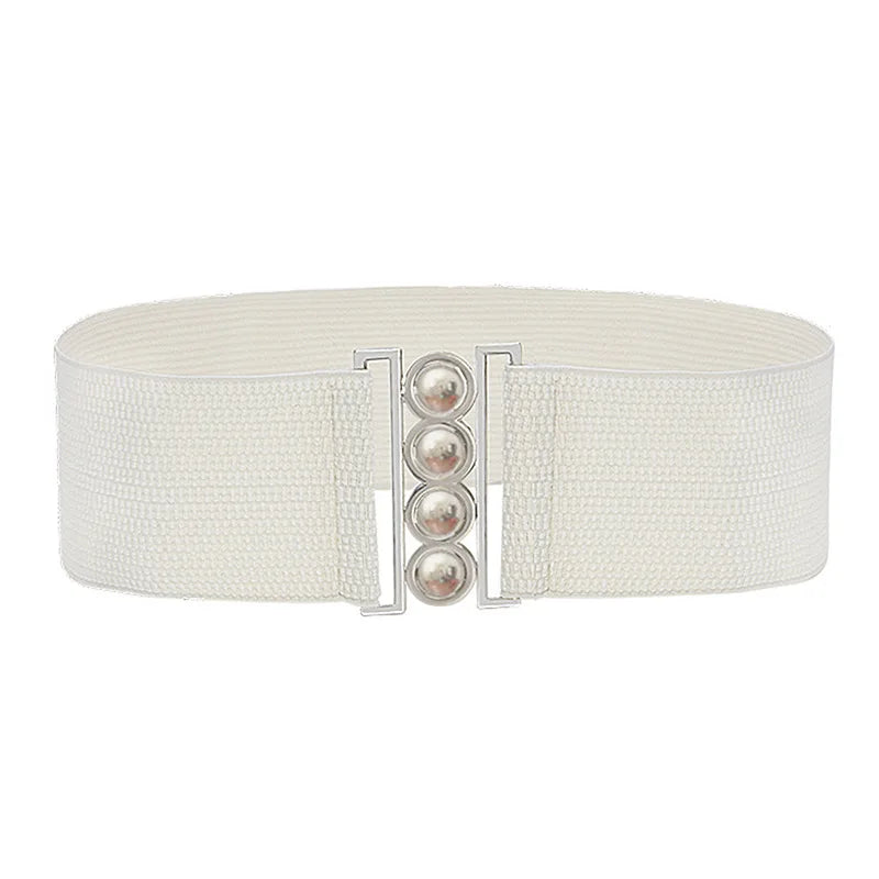 Women’s Elastic Cinch Belt Fashion Stretch Waist Band Clasp Buckle Stretchy Retro Wide Waist Cinch Belt Waistband