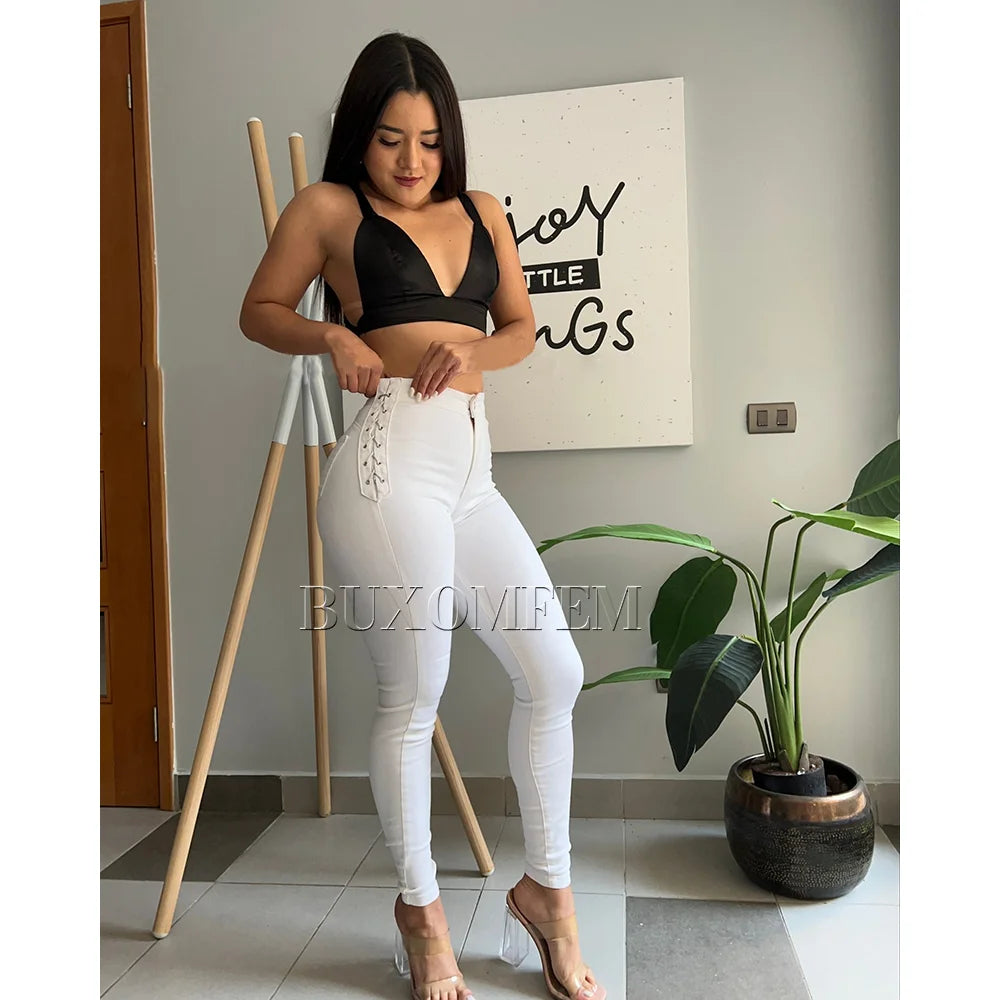 High Waist Slim Fit  Jeans Zipper Fly  Butt Lifter Pants