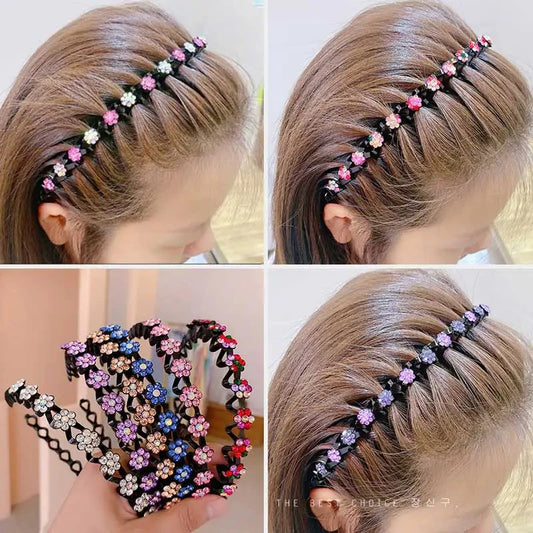 Non-slip Rhinestone Headbands Solid Wave Hairbands for Women Bezel Fashion Hair Hoop Ladies Boutique Hair Accessories