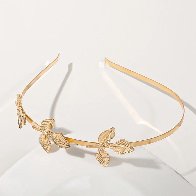 Gold Color Leaf Headband Headpiece Crown Tiara Headdress Goddess Greek Head Jewelry