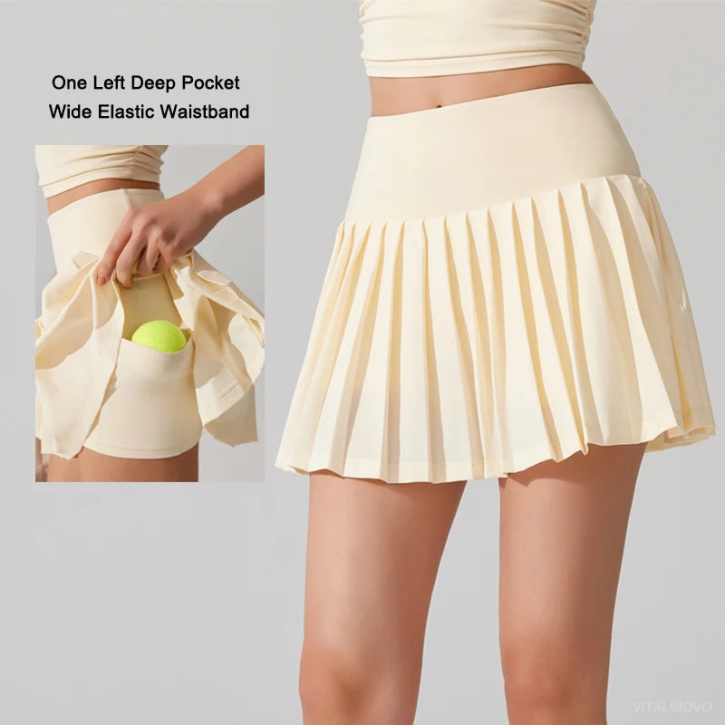 Pleated Tennis Skirt for Women with Pocket Shorts Women's High Waisted Lightweight Athletic Golf Tennis Skorts Skirts Flowy