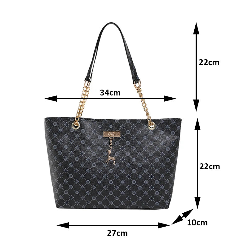 Handbag Texture Soft Leather Large Capacity Tote Women Bag With Hanging Accessories Shoulder Bag
