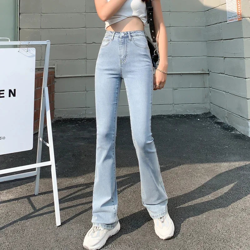 Flared  High Waist Denim Trousers