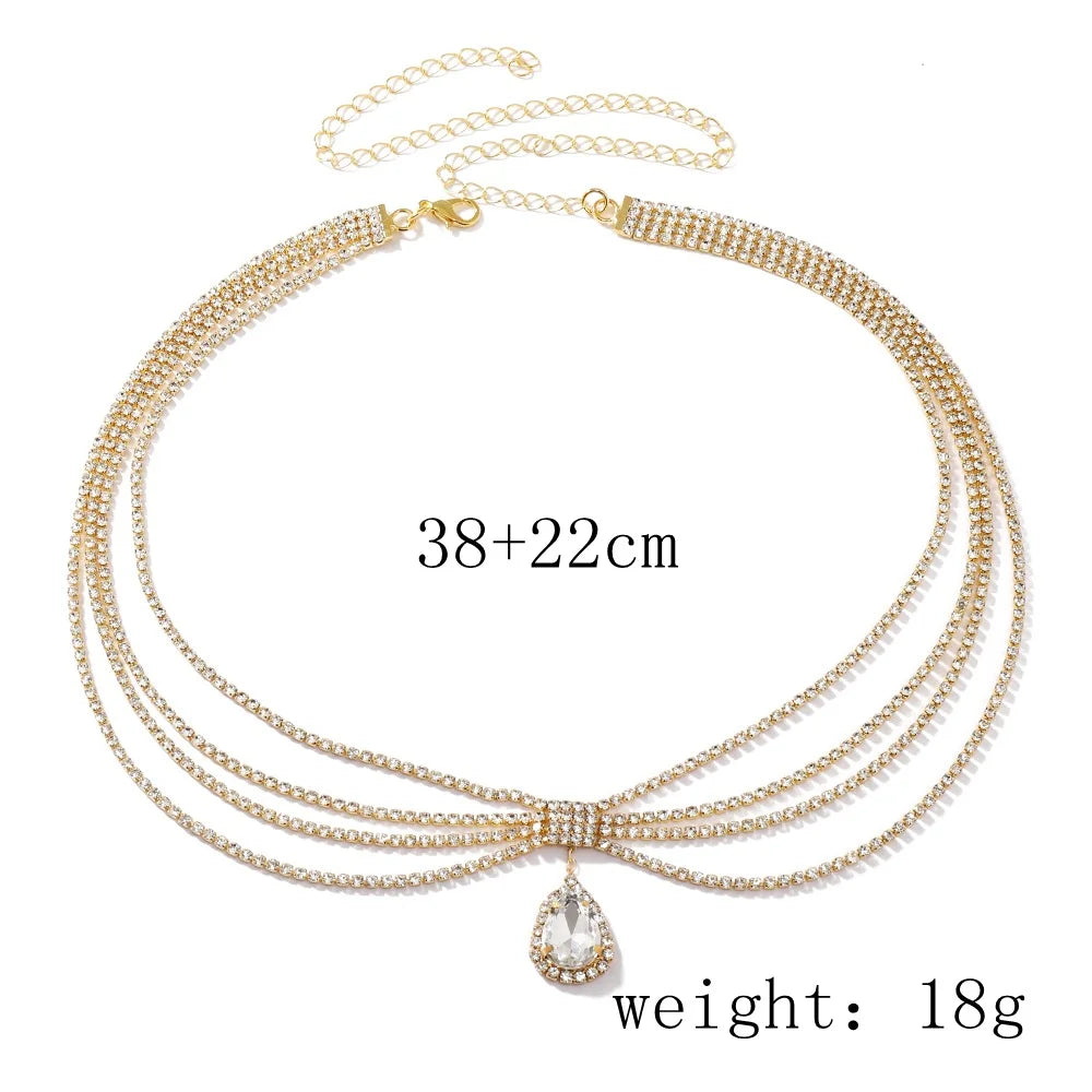 Boho Rhinestone Head Chain For Women Headpiece Wedding Accessories Crystal Forehead Chain Indian Hair Jewelry