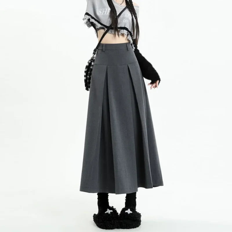 Vintage  High Waist Pleated Umbrella Skirt