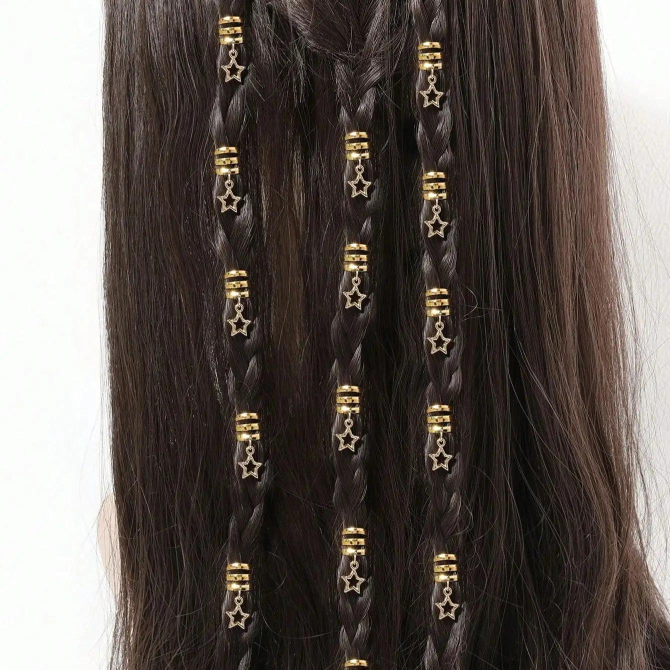 10pcs/set Star shape Metal Hair Ring, Dreadlocks Beads Hair Braid Pendant Hair Accessories Metal Cuffs Decoration/Accessories