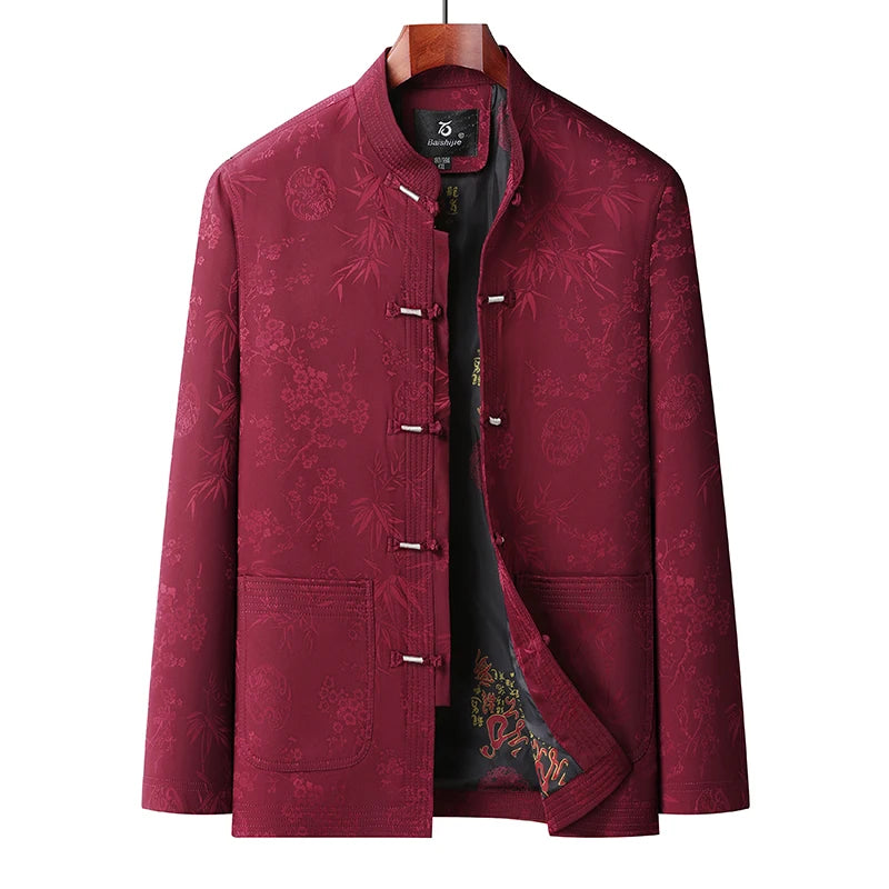 Tang Suit (top + Pants) Autumn New Middle-aged and Elderly Men Father Chinese Style Disc Buckle Spring and Autumn Grandpa Suit