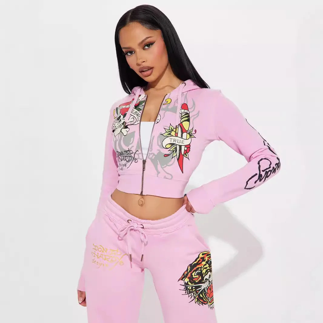 Hoodie Tops Jackets 2 Piece Pant Set  Winter Fall Designer Clothes Bodycon Elegant 2 Piece Pant Sets