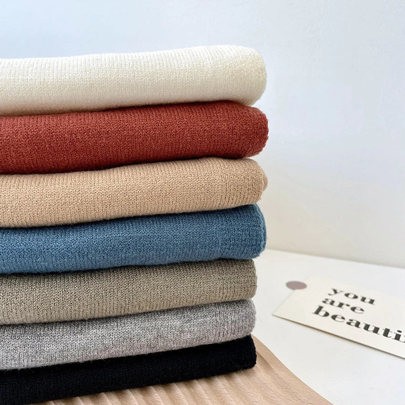 Neck Guard Scarf Solid Color Woman's Knitted Warm Shawl Winter Wool  Shoulders Fake Collar Cape Knotted Scarf