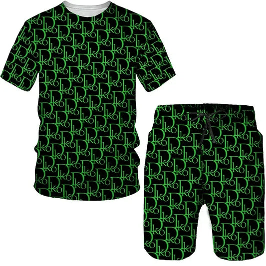 Summer Street Men's Daily Casual Fashion Loose Comfort Short Sleeve Outdoor Trend Sports Shorts Novelty Geometric Printing
