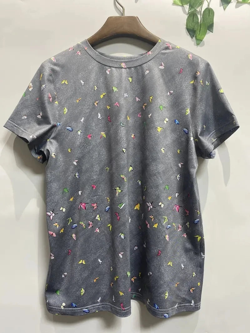 Print Tees Casual Street Tops Woman Clothing Short Sleeve Women's T-Shirt Chic