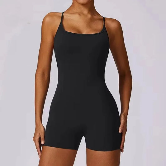 Quick-Drying Nude Feel Sports One-Piece Leisure Running Fitness Clothes Tight Back Yoga Clothes workout shorts  yoga shorts