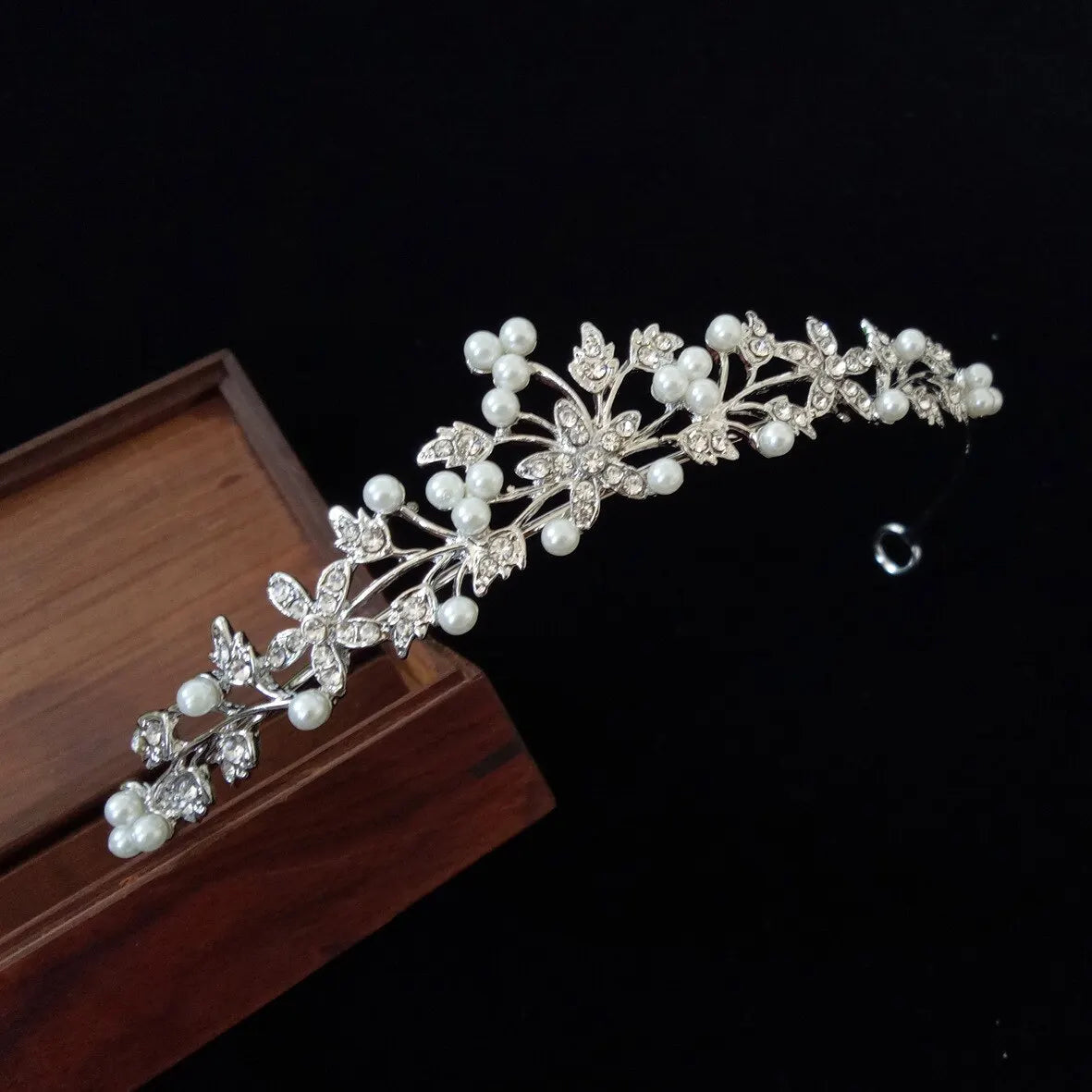 Pearl Crown Headband Diamond Hair Accessories Alloy Rhinestone Princess Headband Bridal Headpieces