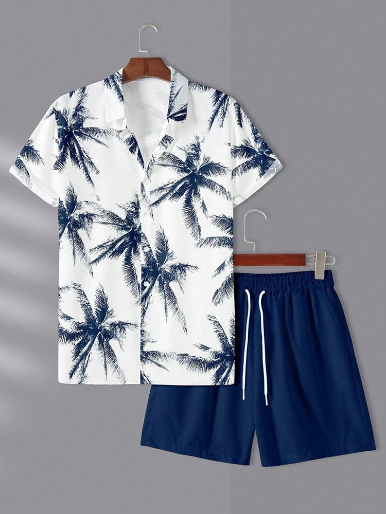 Summer Men's Short-sleeved Shirt Beach Shorts Set Outdoor Everyday Men's Summer Shorts Street Fashion Men's Casual Shirt