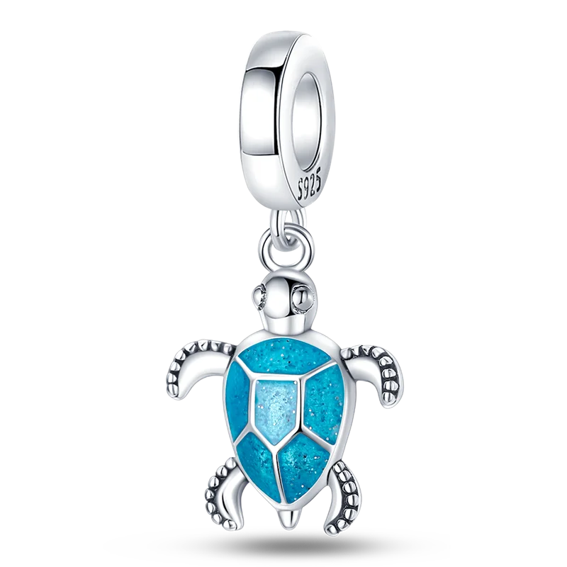 Luminous Ocean Series 925 Silver Turtle Charm Suitable for Pandora Bracelet