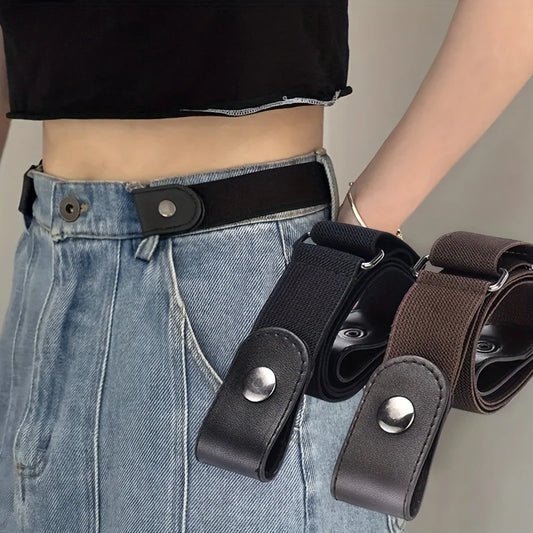 Simple And Fashionable Women's Belt Elastic Woven Invisible And Seamless Unisex Jeans Belt Length Adjustable