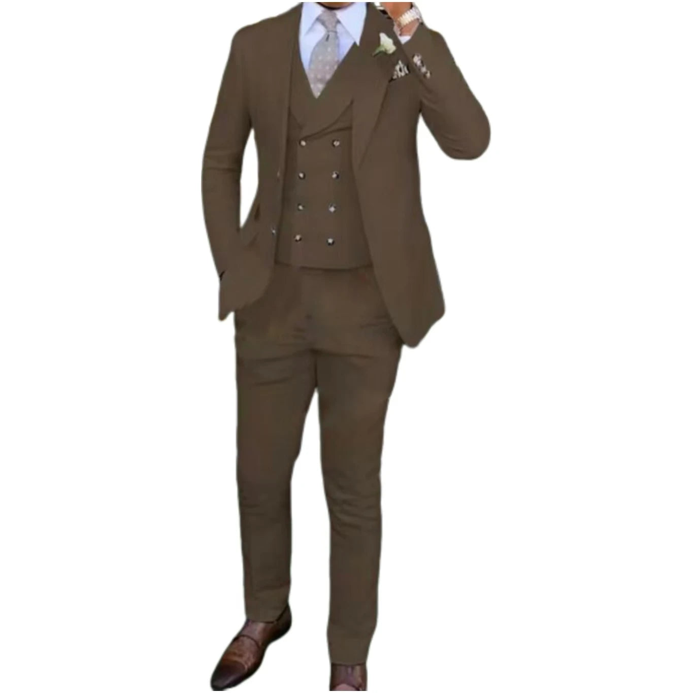 Men's slim-fit three-piece suit,Three-piece set of vest, blazer and trousers,Ideal for weddings, business and formal occasions