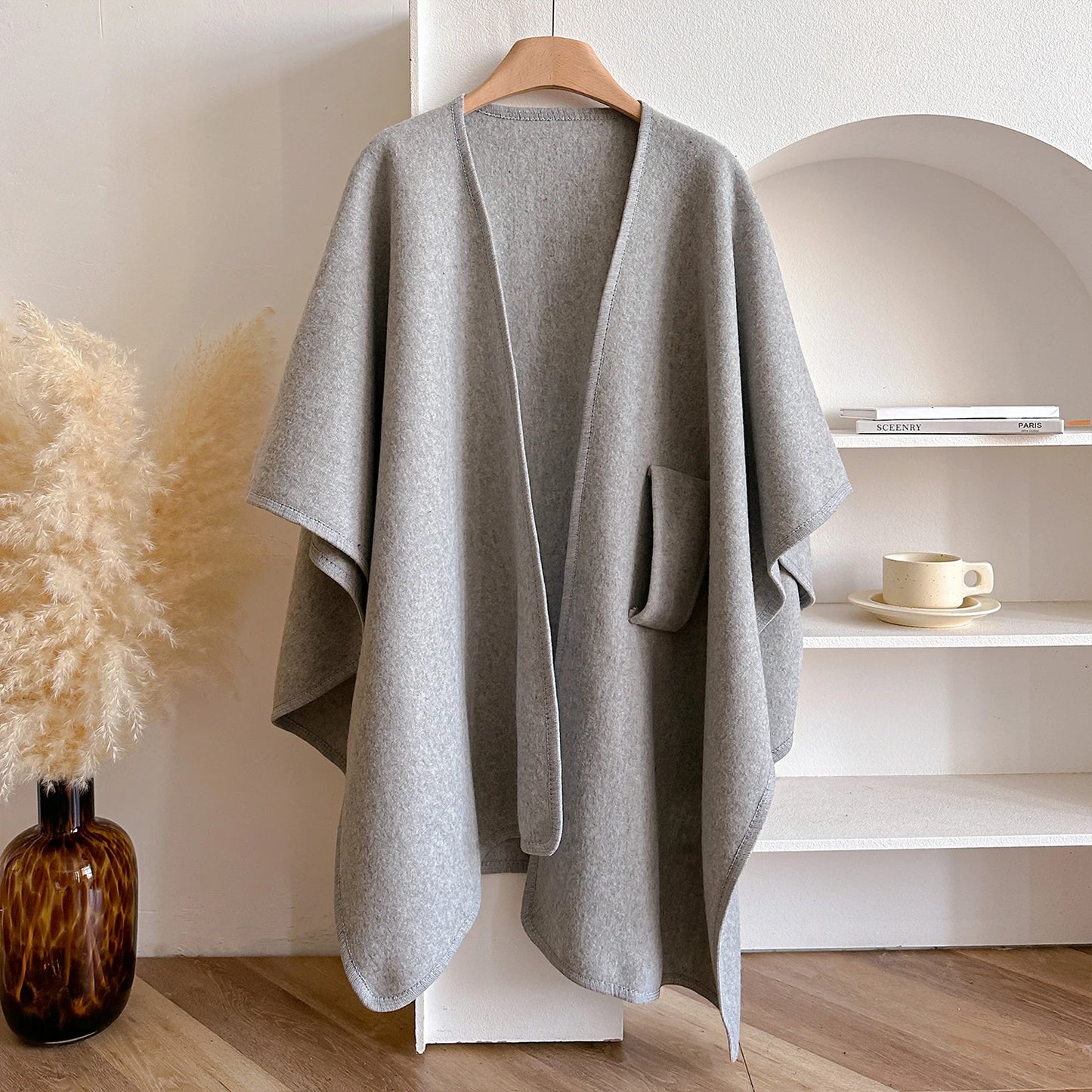 Women's Poncho Winter Warm Shawl Double Sided Designer Thickening Blanket Luxury Scarf Female Cloak Cashmere Pashmina