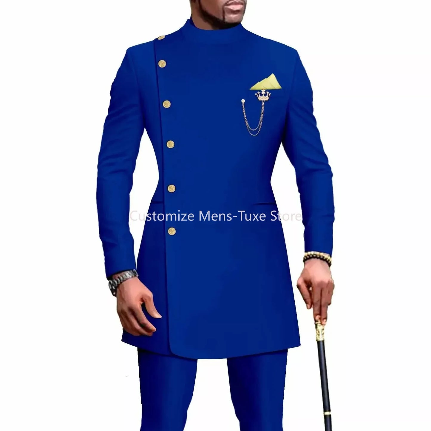 Men's Suits Blazers African Style Clothes for Men Suit 2 Piece Jacket Pants Traditional Wedding Slim Fit Solid Color Festival Party