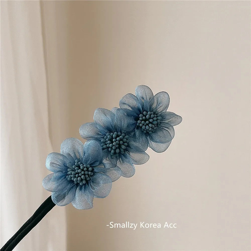 Elegant Shell Pearl Lazy Hair Curler Bow Barrettes Braided Hair Artifact Vintage Women Flower Hair Maker Tools Scrunchies
