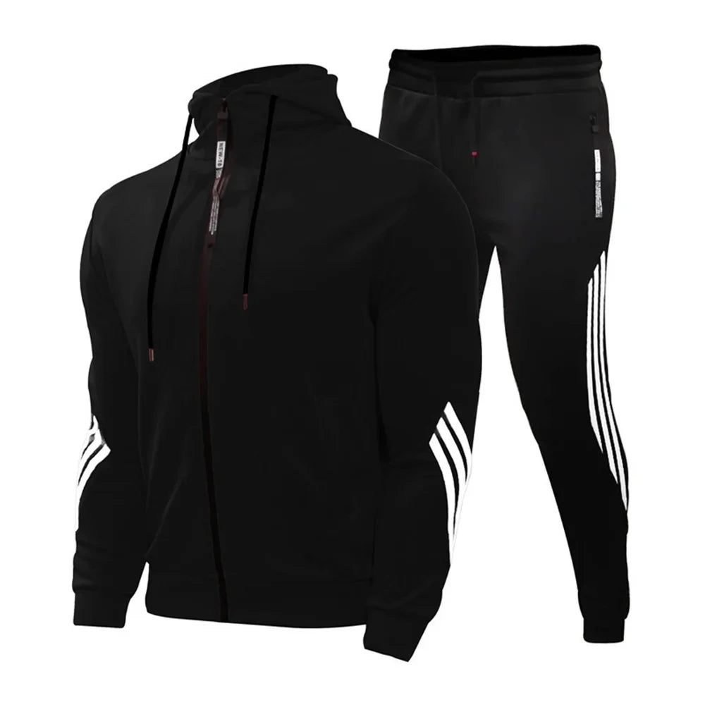 Men's jogging suit, sweater, hoodie, jacket, sweatpants, 2-piece suit, men's fashion casual autumn and winter jacket.