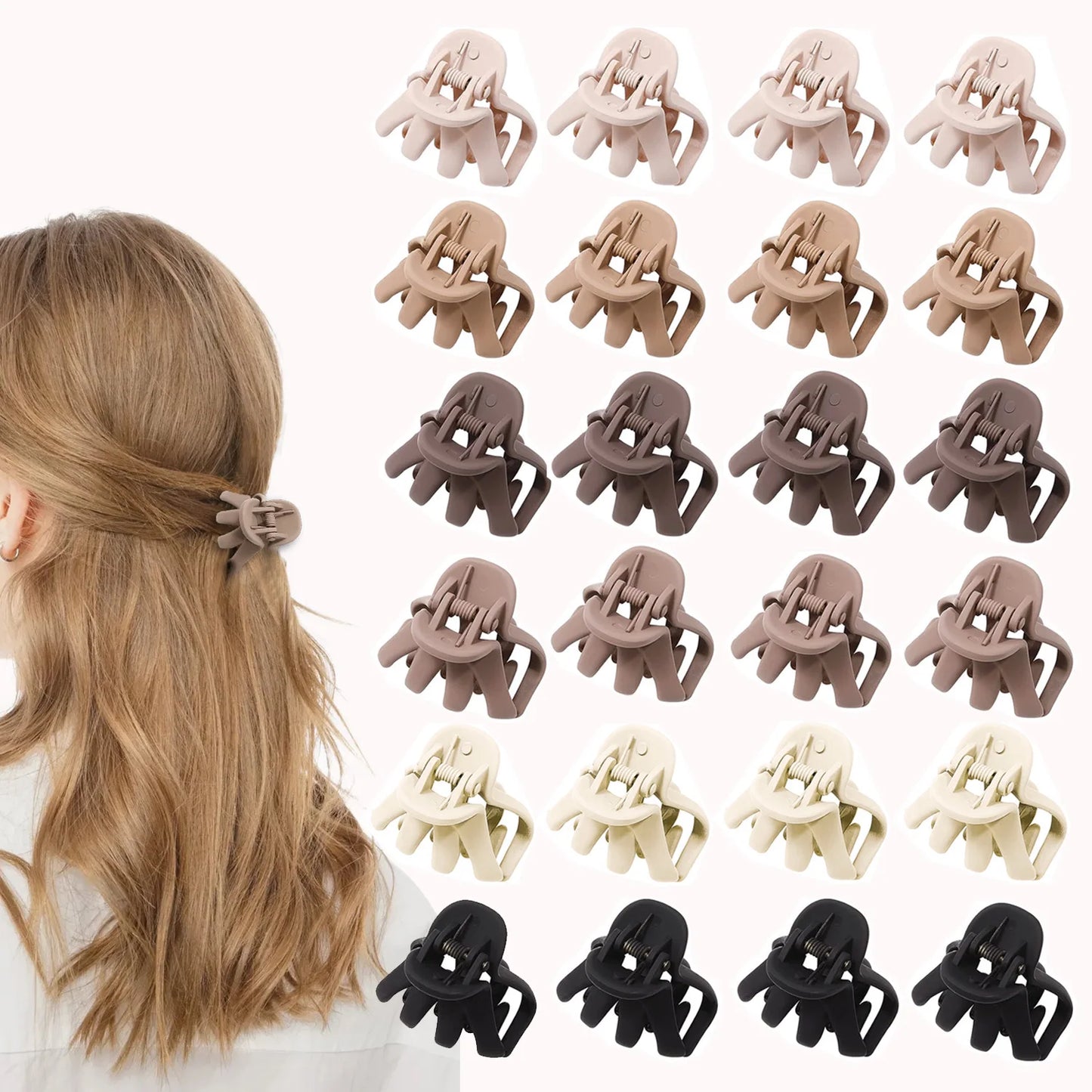 24 PCS Small Claw Clips For Thin/Medium Thick Hair, 1.5 Inch Matte Tiny Jaw Clips