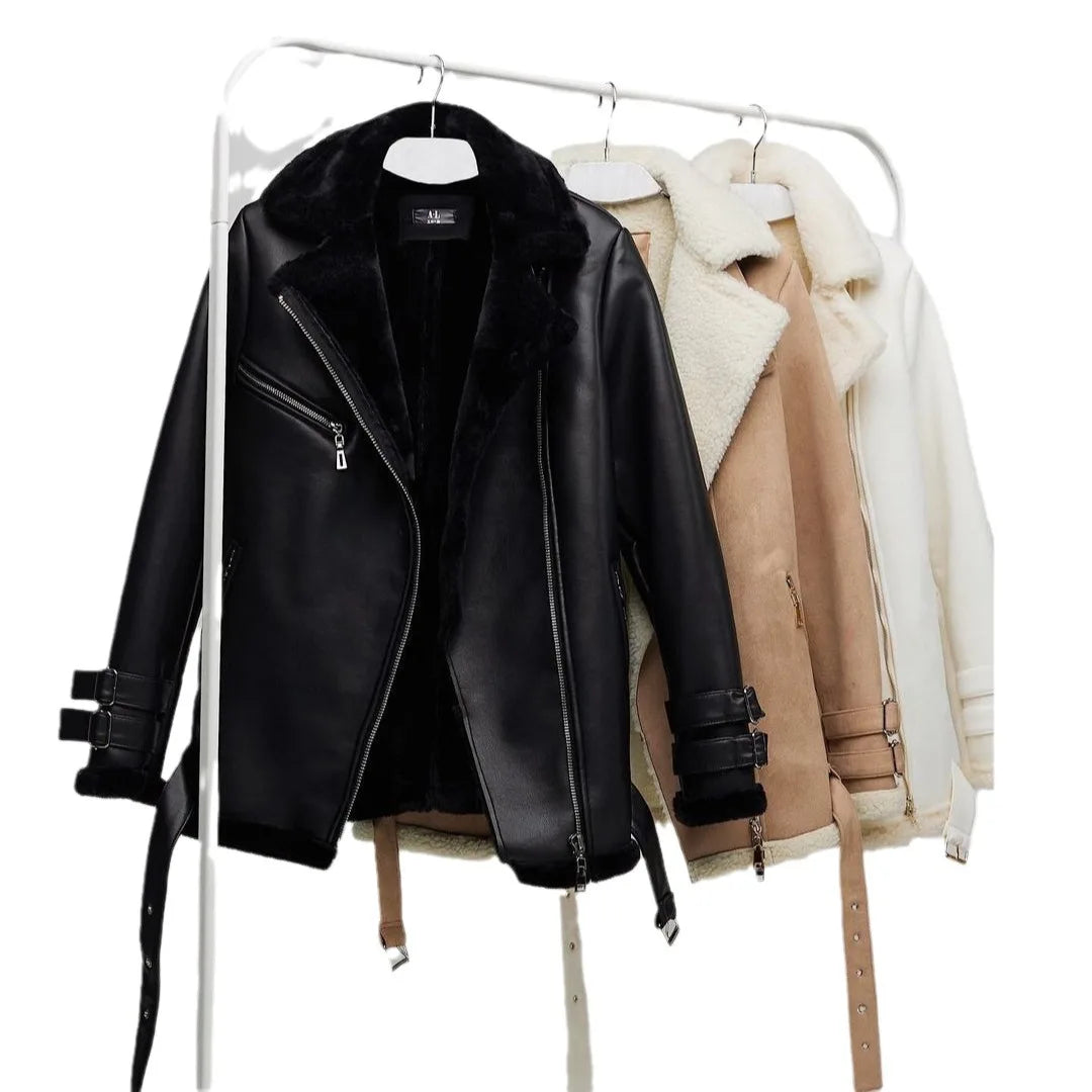Classic Bomber Jacket Warm Fashion Shearling Winter Coat