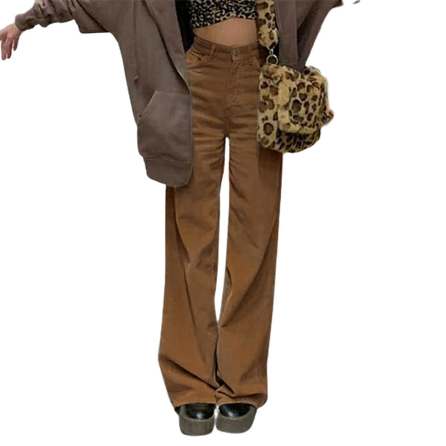 High Waist Straight-leg Pants for Women Solid Color Street Style Spring Trousers with Casual Chic Vibe