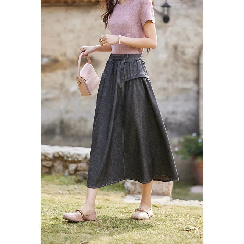 High Waisted A-line  Loose Casual  Skirt