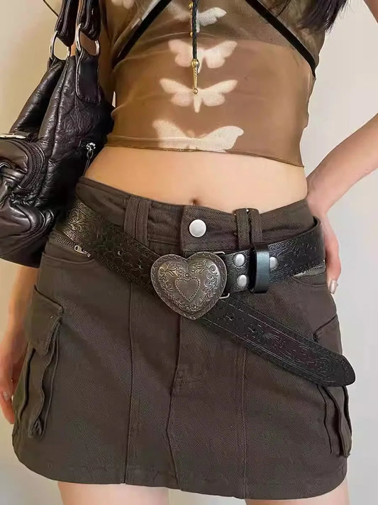 Retro Belt Female  Fashion Accessories Jeans With Slim Personality Belt Heart