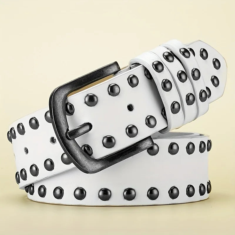 Retro Made Old Alloy Needle Buckle Belt Circular Rivet Women's Belt Rock Style Jeans Belt