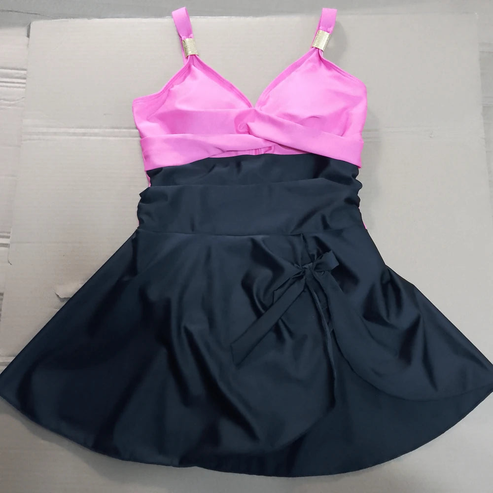 8 Colors Cute Women Swimdress Tummy Control Sexy One Piece Slim & Comfortable Ruched & Cross Swimwear Elastic Beachwear