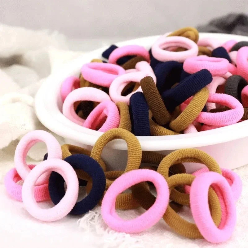 200PCS Women Colorful Nylon Elastic Hair Bands Ponytail Hold Small Hair Tie Rubber Bands Scrunchie Hair Accessories