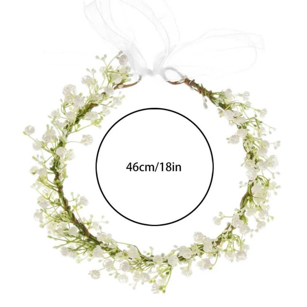 1pcs Artificial Baby Breath Green Headpiece  Halo Leaf Floral  Headband