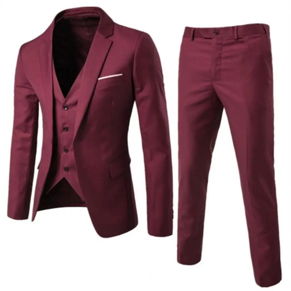 Men Blazer 3Piece Set Wedding Formal Elegant Business Luxury Full Vest Pants Coats Classic Jackets Suit Coat Blazers Trousers