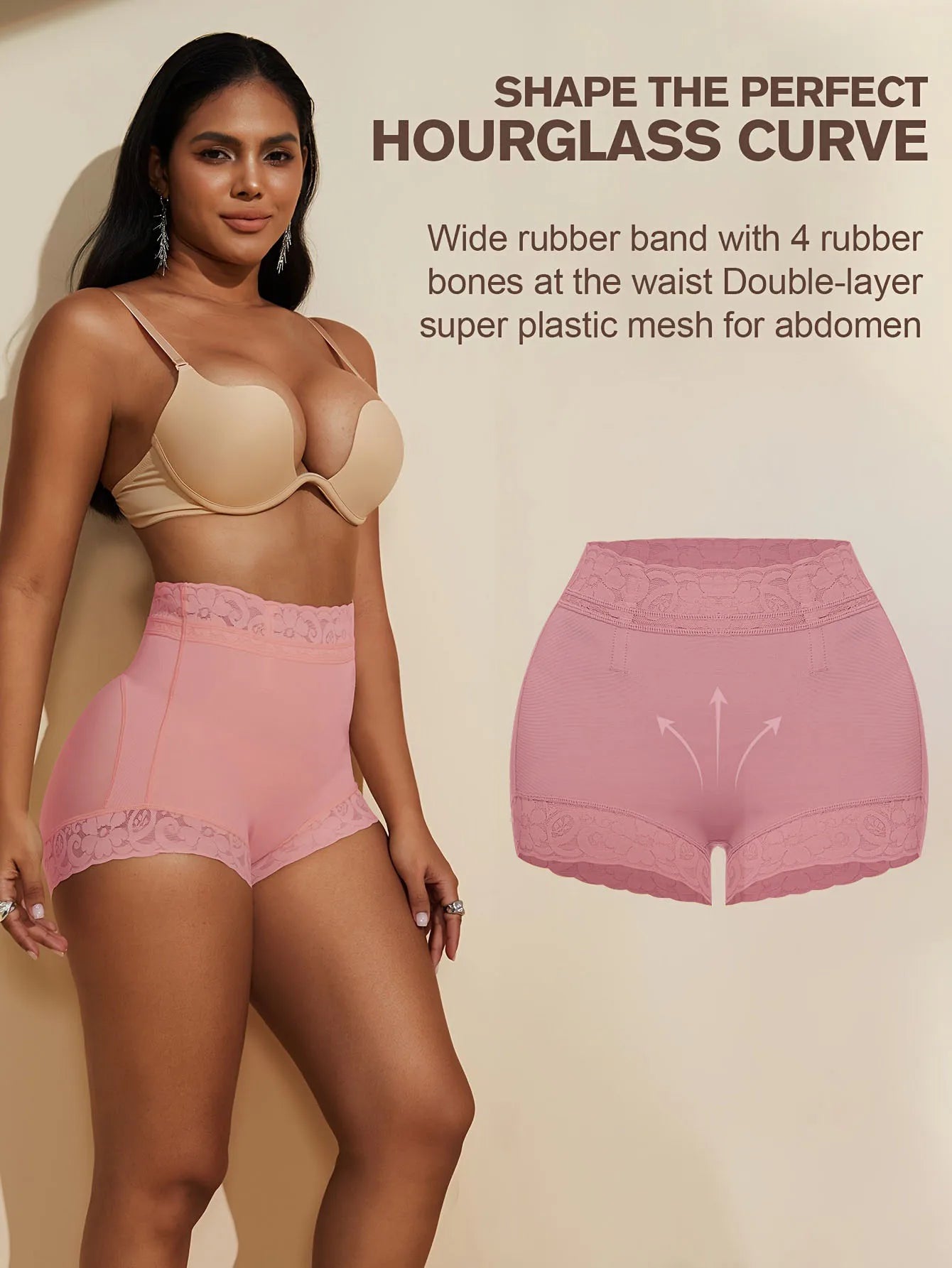 Lace Trim Sculpting Panties, Comfy & Breathable Butt Lifting Panties, Lingerie & Underwear