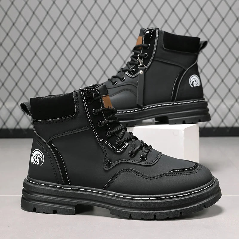 Men's thick soled shock-absorbing, wear-resistant, anti slip, retro casual yellow boots are comfortable, lightweight, cold resistant