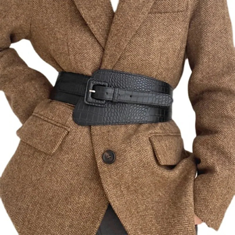 Ultra Wide Women's Elastic Waistband Skirt Waist Belt Women's Outerwear with Tight Belt Suit Decoration